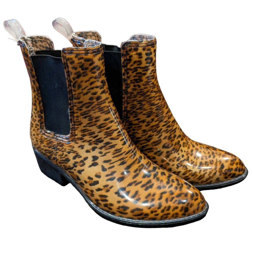 Jeffrey Campbell Havana Last Leopard Print Chelsea Rain Boots Sz 7